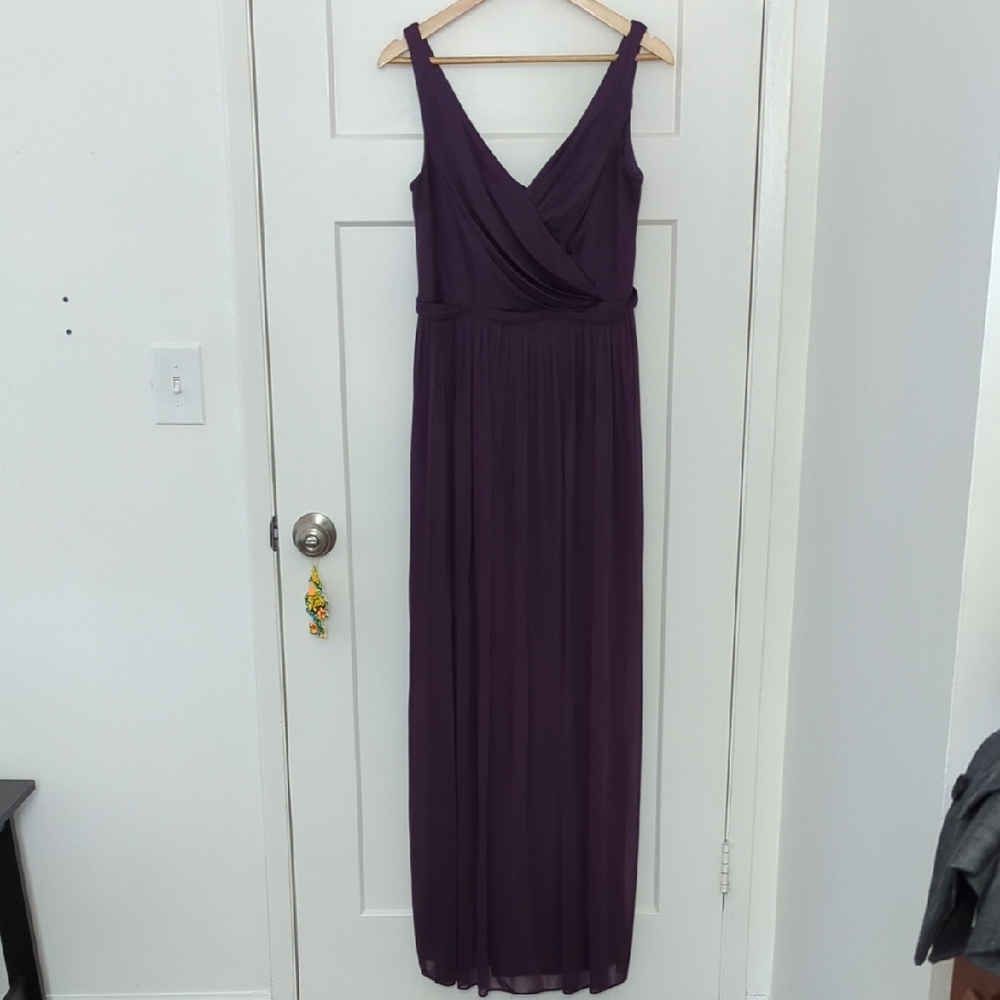 David's Bridal Purple Maxi Wrap Bridesmaid Gown